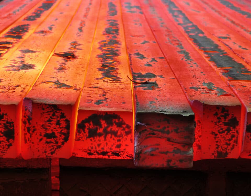 hot red solid metal blank billet